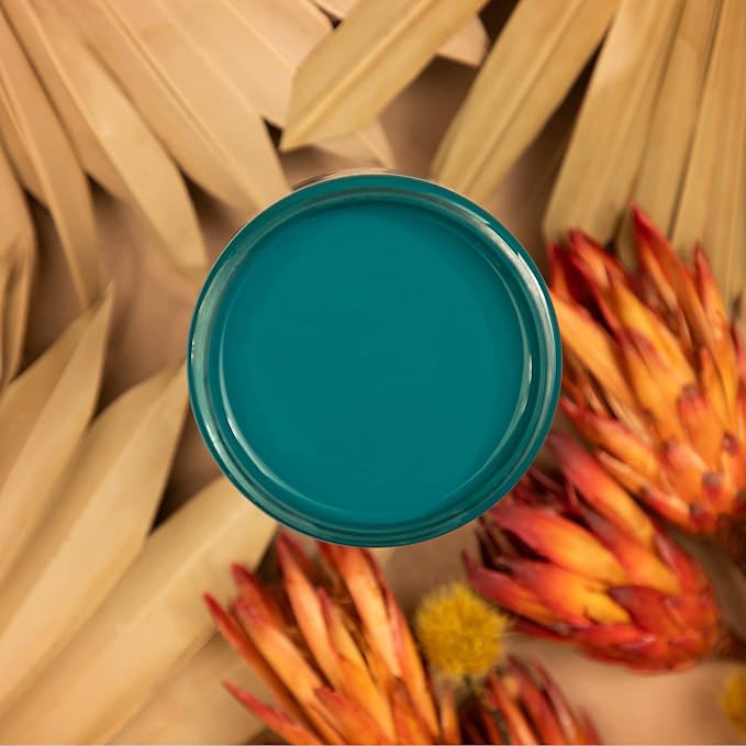 Dixie Belle Silk All-in-One Mineral Paint - Oasis (16oz) - Dark Teal Water Based Built-In Primer + Topcoat for Wood + Metal - Durable Furniture Paint - Low Reflective Finish
