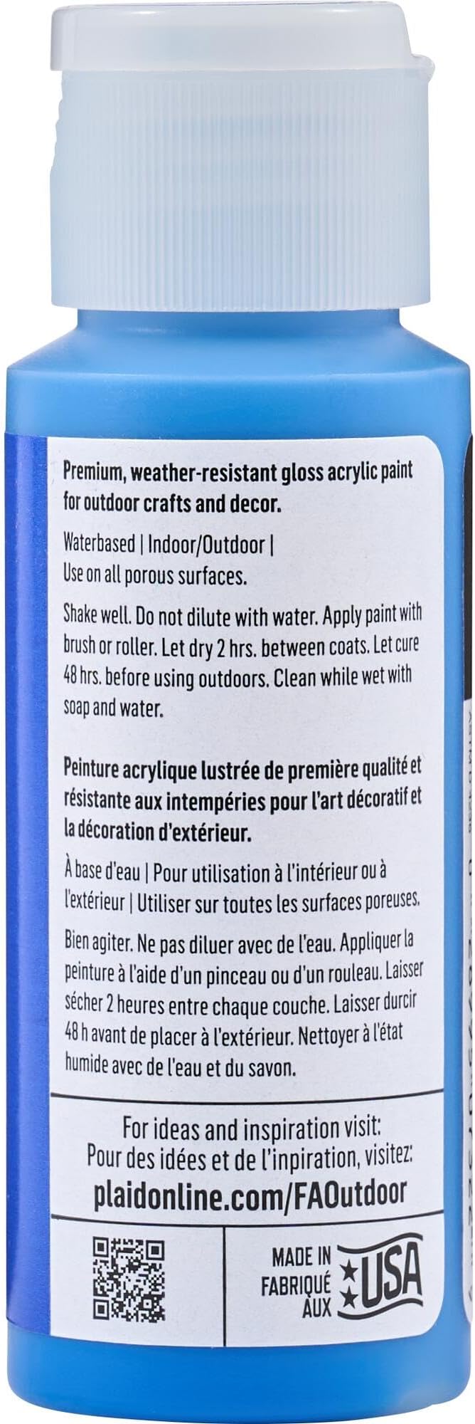 FolkArt Outdoor Acrylic Craft Paint, Gloss Finish, Freshwater, 2 fl oz
