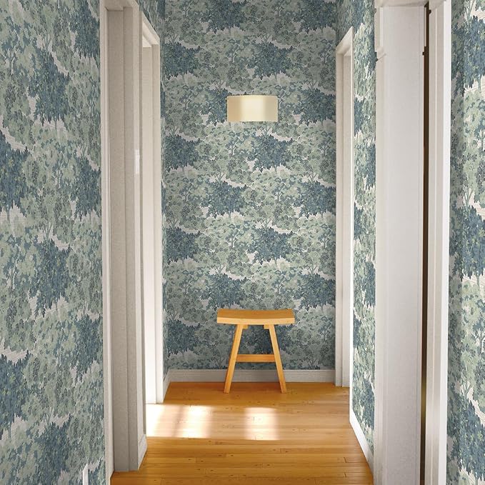 Tempaper Textured Green Canopy Toile Faux Grasscloth Removable Peel and Stick Wallpaper, 20.5 in X 16.5 ft, Made in The USA
