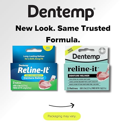 Dentemp Denture Reline Kit - Advanced Formula Reline It Denture Reliner (Pack of 2) - Denture Kit to Refit and Tighten Dentures for Both Upper & Lower Denture (Packaging May Vary)