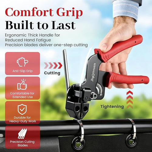 105PCS Heavy Duty 304 Stainless Steel Cable Tie Gun Kit, Includes 105PCS 11.8 Inch Metal Zip Ties, Self-Locking, UV & Corrosion Resistant, for Fence, Exhaust Pipe, Chicken Coop, Farm Use