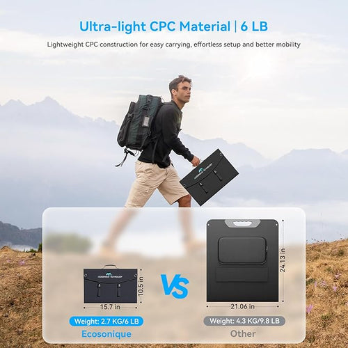 100W Portable Solar Panel Extremely Lightweight Compact Foldable with USB QC3.0, Type-C PD3.0, Anderson and XT60 DC 20V for Camping Power Station, Solar Generators, Cell Phones