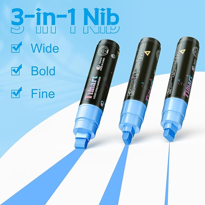 Timart Window Markers, Jumbo Liquid Chalk Markers for Rock Painting, Poster, Blackboard, Stone, Ceramic, Glass, Wood, Canvas, Wide Tip 10mm, 8 Colors