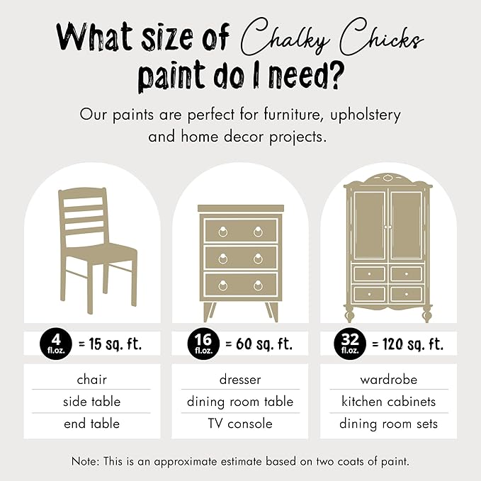 Chalky Chicks 16 Fl Oz Matte Olive Wood (Taupe) Chalk Paint for Furniture Without Sanding - No Prep Furniture Paint No Sanding All in One for Crafts, Wood, Walls, Cabinet, Metal, Dresser, Farmhouse