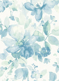 NextWall Watercolor Flower Peel and Stick Wallpaper (Seaglass)
