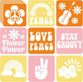 36pcs Groovy Hippie Drawing Stencils for Kids 8 Inch Sidewalk Chalk Stencils Painting Spring Gifts Large Washable Reusable Retro Boho Themed Primary Shape Template for Kids Toddlers Preschool