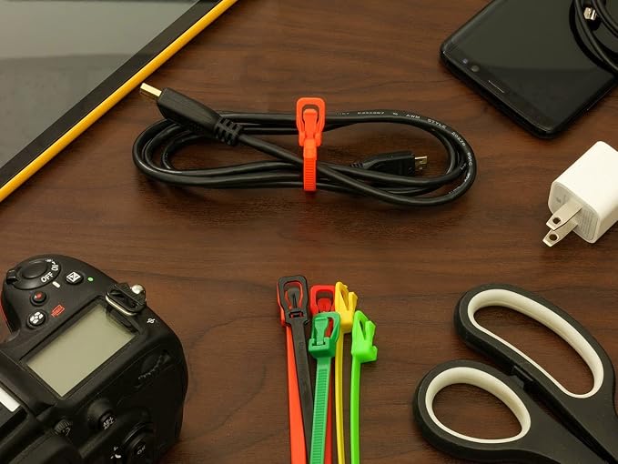 RETYZ 14-Inch Green Reusable Releasable Cable Ties – 100 Pack, 120 lb Strength, Patented Quick-Release, Heavy-Duty Design for Industrial and Commercial Use