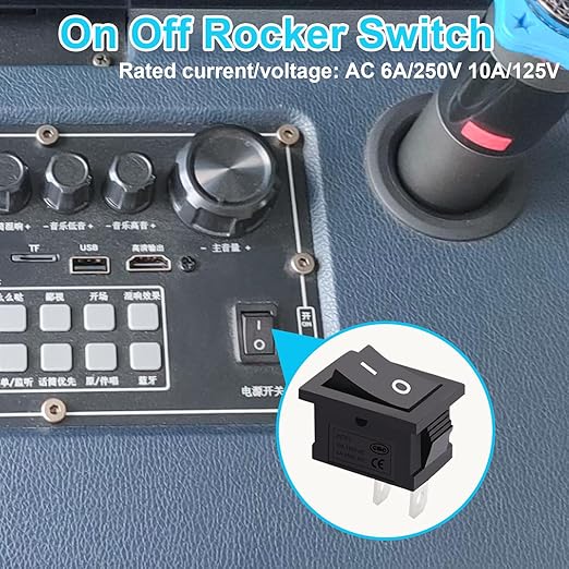 TWTADE 10Pcs Rocker Switch ON/Off 2Pin Latching Square Toggle SPST Switch Snap with Wires KCD1-X-F