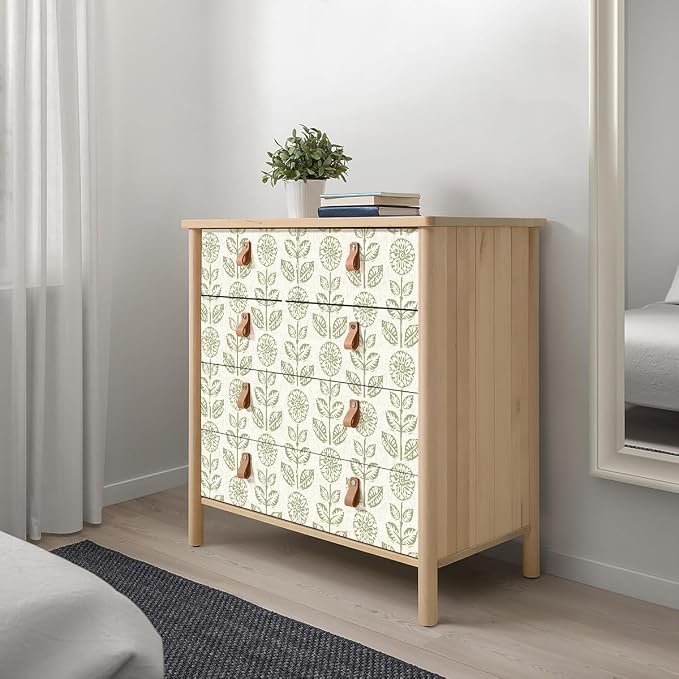 Wudnaye Vintage Floral Peel and Stick Wallpaper Beige Floral Contact Paper 17.7in × 118.1in Tulip Self Adhesive Wallpaper Boho Flowers Removable Waterproof Wall Paper for Bathroom Bedroom Decorative