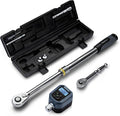GROWNEER Torque Wrench with Adapter Set, 7.3-250.8 Ft-lbs / 10-340Nm, 1/2“ Drive Retractable 90 Tooth Click Wrench, Electronic Digital Torque Wrench Adapter with Buzzer & LED Indicator