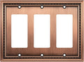 Henne Bery Sunken Pearls Heavy Duty Decorative Wall Plate Switch Plate Outlet Cover (Triple Decorator, Antique Copper)