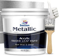 Silver Paint 35 Fl Oz Metallic Liquid Silver Leaf Paints Rich Silvers Paint for Metal, Wood, Canvas, Appliance, Furniture, Clay DIY Art Handcrafts Fast Dry Acrylic Metallic Finish Artwork Home Décor