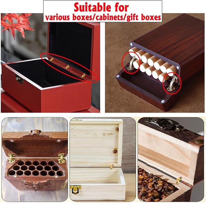 Hidden Brass Barrel Hinges, 8mm, 180 Degree Opening Angle Concealed Furniture Hinges for DIY Jewelry Box Hand Craft, 8-Piece Set with Screws, Gold, 0.71 x 0.31 Inch