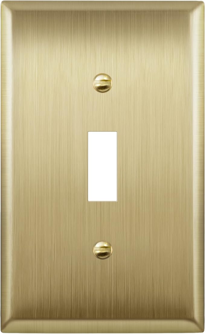 ENERLITES Toggle Light Switch Metal Wall Plate, Stainless Steel Switch Cover, Corrosion Resistant, Size 1-Gang 4.50" x 2.76", Stainless Steel 201, 7711-BB, Brushed Brass, Gold