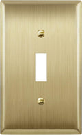 ENERLITES Toggle Light Switch Metal Wall Plate, Stainless Steel Switch Cover, Corrosion Resistant, Size 1-Gang 4.50" x 2.76", Stainless Steel 201, 7711-BB, Brushed Brass, Gold