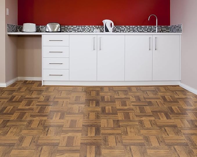 Tivoli Self Adhesive Vinyl Floor Tiles, 45 Tiles - 12" x 12", Carrera Marble - Peel & Stick, DIY Flooring for Kitchen, Dining Room, Bedrooms, Basements & Bathrooms by Achim Home Decor