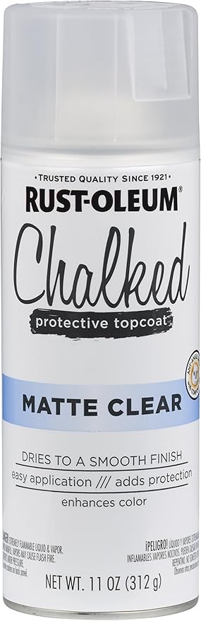 Rust-Oleum Matte Clear Chalked All-in-One Ultra Matte Spray Paint | One Coat Coverage | No Primer, Sanding, Or Topcoat Needed | Easy Spray Application | Made in USA | 12 OZ