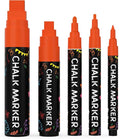 5 Orange Chalkboard Chalk Markers - Orange Dry Erase Markers for Blackboard, Chalkboard Signs, Windows, Glass | Variety Pack - Fine & Jumbo Size Ink Pen (1mm, 3mm, 6mm, 10mm, 15mm)