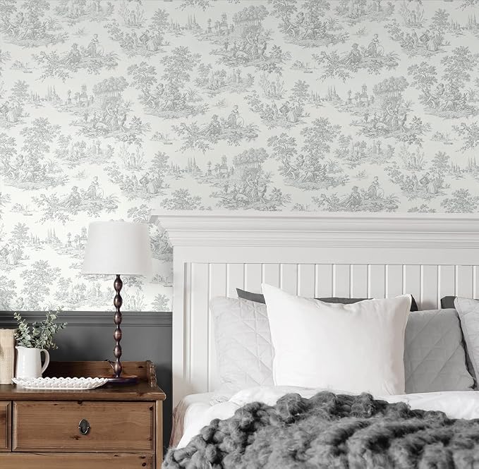 NextWall Chateau Toile Peel and Stick Wallpaper (Argos Grey)