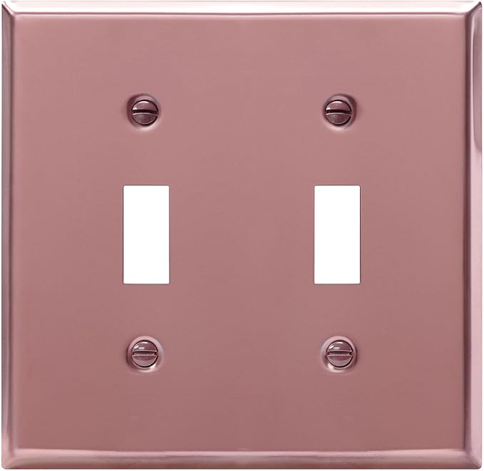 ENERLITES Toggle Light Switch Metal Wall Plate, Stainless Steel Switch Cover, Corrosion Resistant, Standrad Size 2-gang 4.50" x 4.57", Stainless Steel 201, 7712-PRG, Polished Rose Gold (Pack of 1)