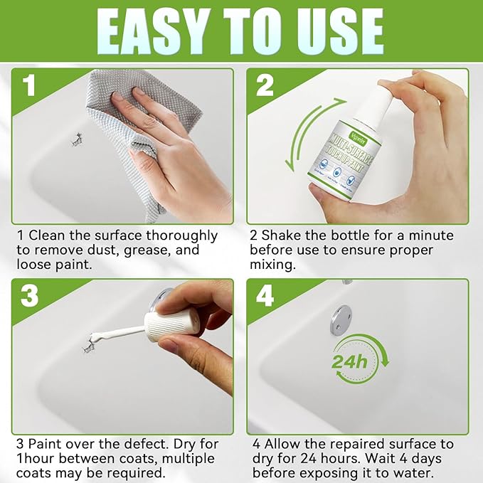 White Touch Up Paint Pen, White Paint for Wall, Door, Cabinets, Furniture, Enamel (Semi-Gloss, 30ML)