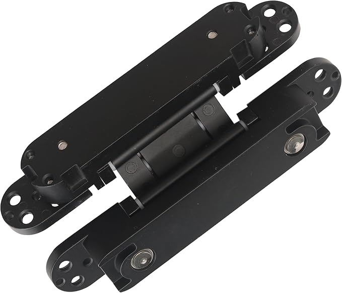 4-Pack 6 inch Hidden Door Hinges Heavy Duty Black, Invisible Concealed Hinges Zinc Alloy 6''x 2.5''x1Inch, Concealed Hinge 180 Degree Swing Hinge, 3 Way Adjustable with Pins and Screws