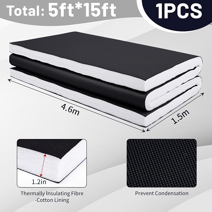 5 x 15ft Van Insulation, Soundproof Thermal Barrier for Camper Van Conversions for Various Sizes of Rvs and Trucks