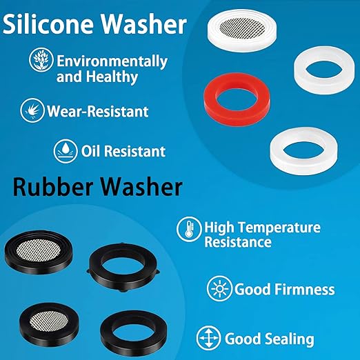 ZDBB 129 PCS Garden Hose Washers Shower Head Gaskets with Screen Filter,Silicone Rubber Washer for 3/4,1/2 Inch Water Fittings Plumbing Shower Hose Splitter Washing Machine Rv Faucet