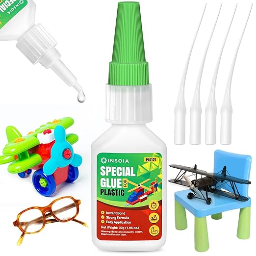 Plastic Glue, 20g Clear Super Glue for Plastics Repair and Bonding – Quick Fix Adhesive, Heavy Duty Strong Instant Glue for Legos, Models, Toys, PLA, 3D Printing, DIY Crafts