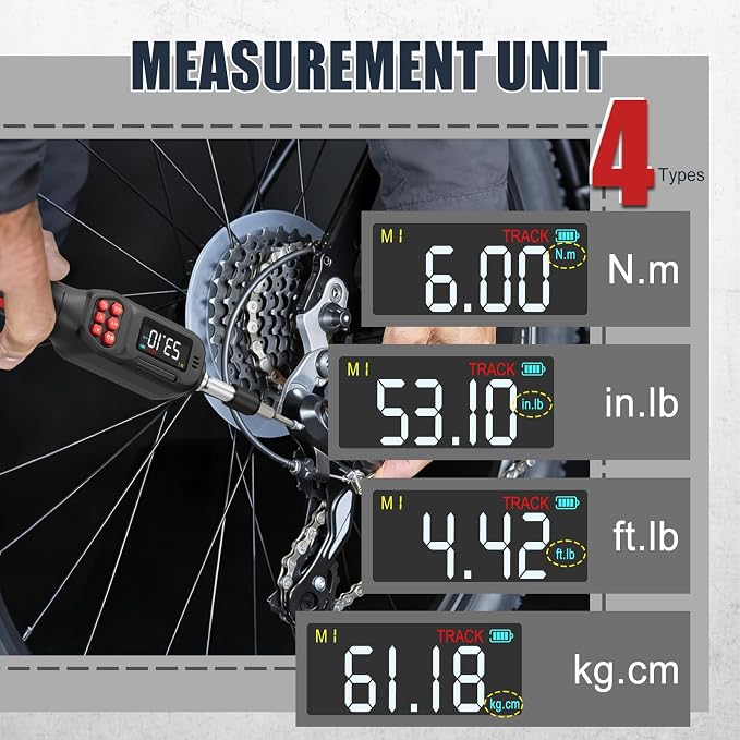 VANPO Torque Screwdriver 1/4" Digital for Gunsmithing, 2.65-53.10 in.lb | ±2% Accuracy, 0.3-6Nm, Electronic Digital Torque Wrench Screwdriver Set with 31Bits,LCD Display & Audible Buzzer for Bike