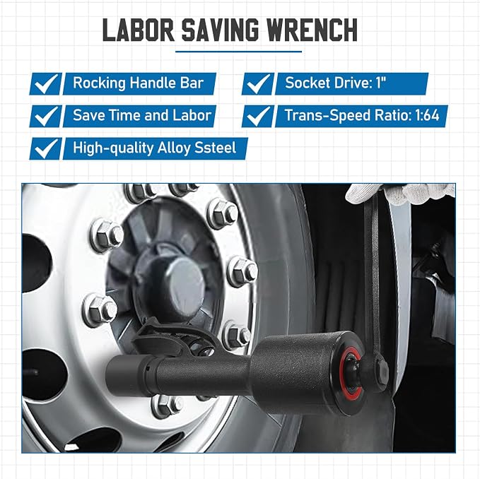 Angchun 1:64 Torque Multiplier Wrench 7500NM Lug Nut Wrench Set Lugnut Remover with Case Labor Saving Wrench Tool Heavy Duty Torque Multiplier Tool for Truck Trailer RV