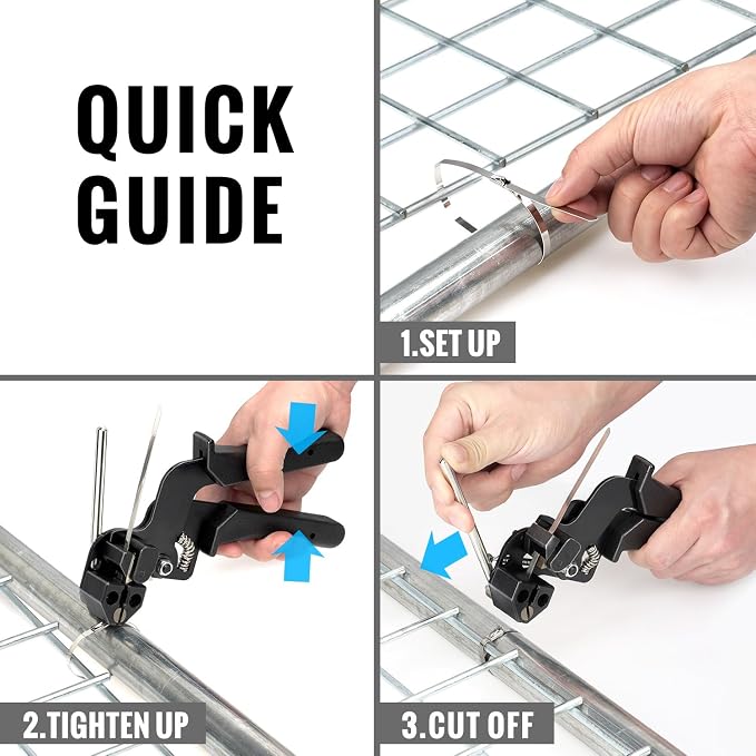 Stainless steel cable tie gun kit, with 200 heavy-duty metal zip ties | Tensile strength 200 lbs two sizes of cable ties UV resistant for use in outdoor fencing chicken coops and wire mesh fixing