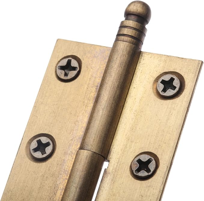 dophee 2pcs Vintage Industrial Style Folding Butt Hinges with Screws for Cupboard Cabinet Door Wardrobe Wooden Boxes Cases Furniture Hardware, Antique Brass, 2.83"x1.97"x1.34"
