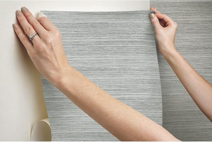 York Wallcoverings PSW1280RL Grey Cattail Weave Peel and Stick Wallpaper