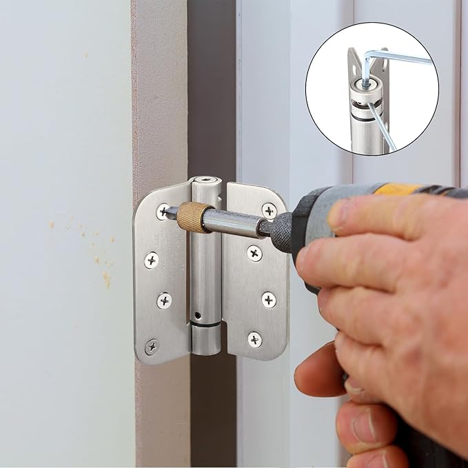 Yaocom 10 Pack Self Closing Door Hinge 4 Inch Spring Loaded Hinges with 5/8'' Radius Corners Automatic Door Closer Hinge Adjustable Tension for Garage, Residential(Silver)