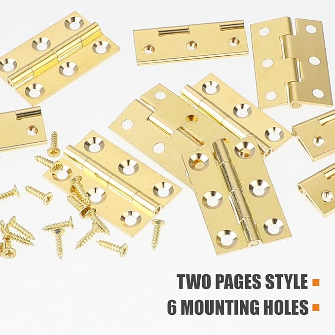 10PCS 1.5 Inch Mini Solid Brass Jewelry Box Cabinet Drawer Butt Hinges with Screws