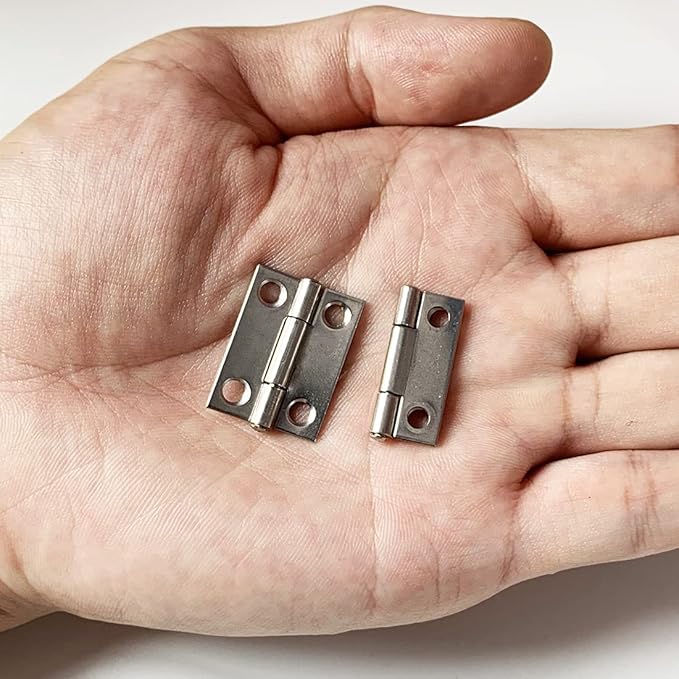 10pcs 304 Stainless Steel 1-inch Folding Butt Hinges Small Hinges Mini Door Hinges for Case Wooden Jewelry Box Lid Crafts (25mm x 18.5mm x 0.8mm)