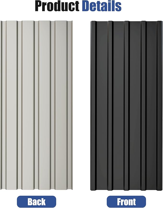 Brakki Metal Roofing Panels 10pcs 75 ft², L61.02"xW17.72" Black Corrugated Galvanized Steel Roof Panels with Screw, Heavy Duty Metal Siding Suitable for Garages Chicken Coop Sheds Stables Patio