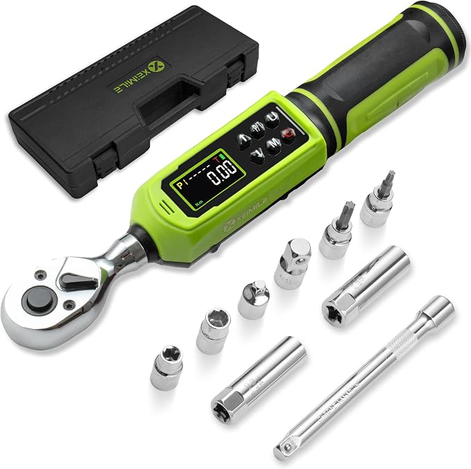 3/8" Digital Torque Wrench-0.66-44.2Ft.Lb for Bike Motocycle Repair | Electronic Torque Wrench 3/8 Drive(0.9-60 N.m), Vibration Buzzer LED Indicator,±2% Acc. Five Units for Precision Parts Engine