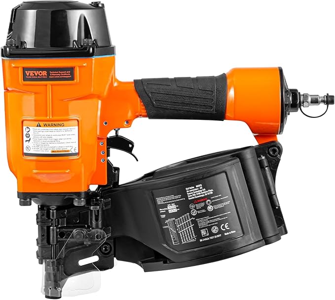 VEVOR Coil Siding Nailer MCN70, 1-3/4" to 2-3/4" 15 Degree Pneumatic Siding Nail Gun, 70-120PSI Air Coil Nailer for Pallet, Crating, Framing, Siding and Fencing