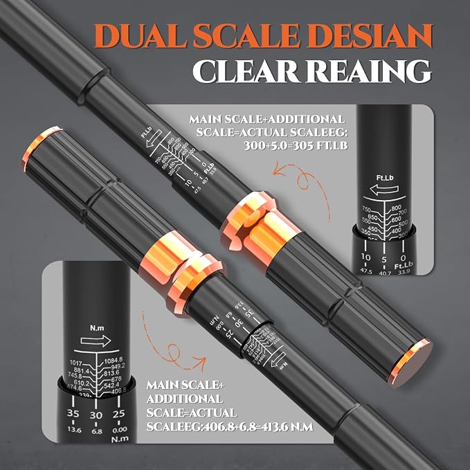 3/4-Inch Drive Click Torque Wrench (100-800 Ft.Lb/ 135.6-1084.8 N.m) | ±3% Accuracy Quick Release Dual-Direction Dual-Scale for Heavy Equipment, Semi Truck, Tractor, Construction Machinery Repair