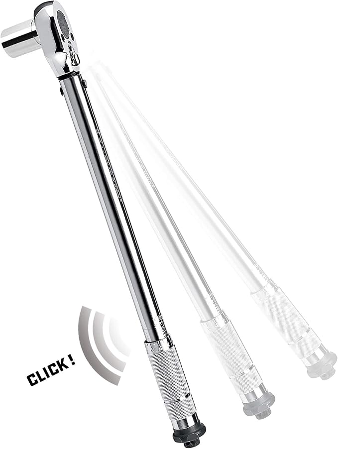 Powerbuilt Micrometer Torque Wrench, 1/2-Inch Drive, Reversible Ratchet Clicks, Lockable, 30 to 150 Foot Pound Range - 644999