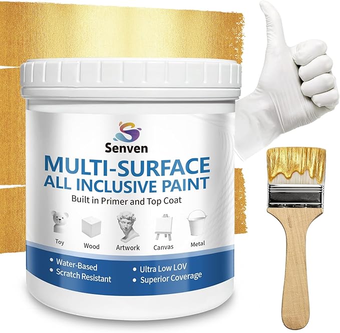 Gold Paint 150ml Metallic Liquid Gold Leaf Paint Rich Golds Paint for Metal, Wood, Canvas, Appliance, Furniture, Clay DIY, & Art Handcrafts Fast Drying Acrylic Metallic Finish Artwork & Home Décor