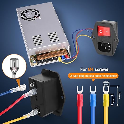 Nilight 2Pcs Switch Power Socket 10A 250V AC Inlet Module On Off Switches Built-in Fuse Led Light 3 Pin Outlet for 3D Printers Computers Home Appliance