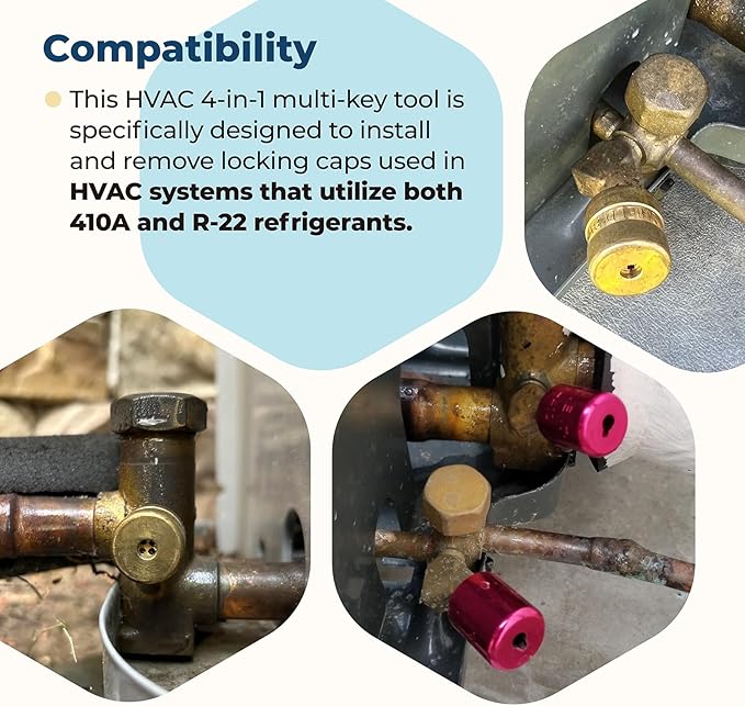 HVAC Locking Caps Key for 410A and R22 Refrigerant Safety Caps, for Installation and Removal of Locking Caps Used, Tamper Resistant Key Tool
