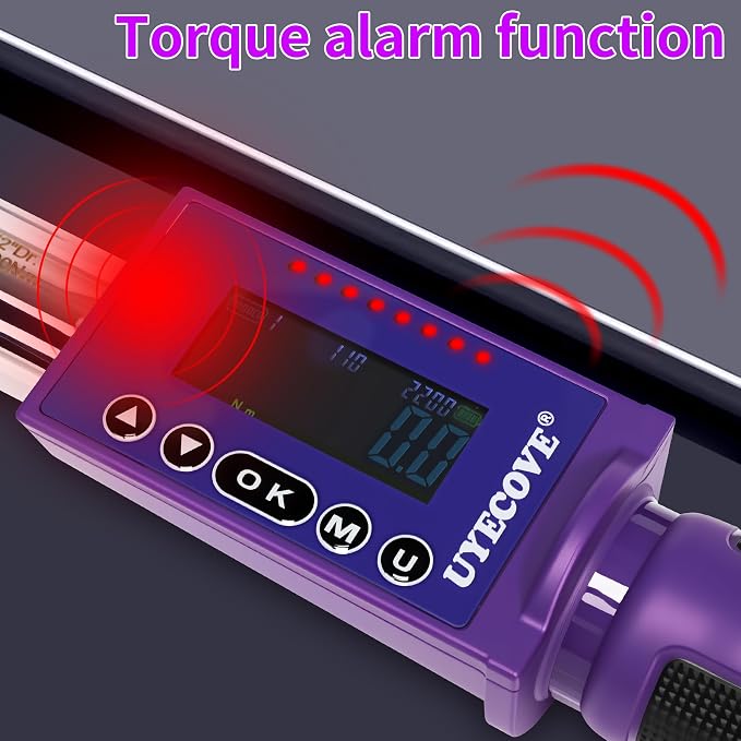 Digital Torque Wrench 1/2 Drive, (8.1-147.5 FT-LB/11-200N.M) ±2% High Accuracy Digital Torque Wrench, With Vibration, Buzzer and LED Alert