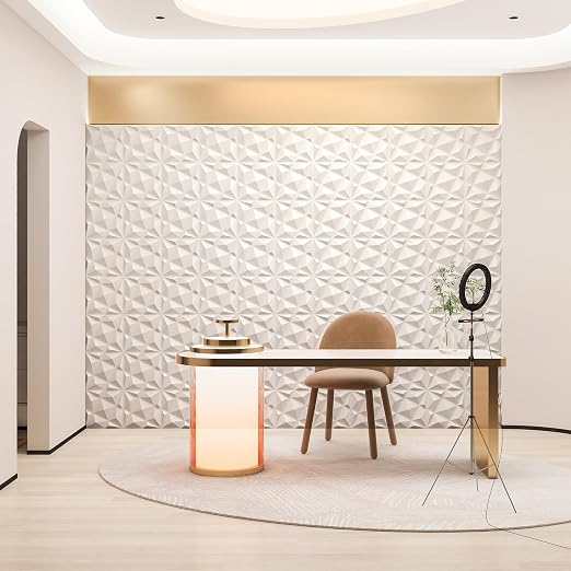 20 Pack 3D Wall Panels for Interior Wall Decor, 12''x12'' White Accent Diamond Panels for Gaming Room Bedroom TV Background, White