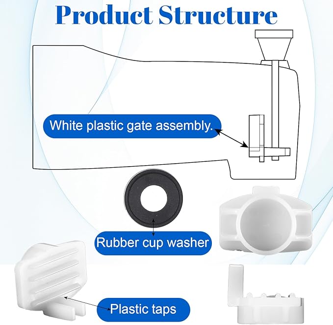 6 Sets Tub Spout Diverter Repair Kit, Shower Diverter Repair Kit Tub Spout with Diverters Tubs Spouts Replacement Repairs Parts for Bathroom Bathtub Faucet Universal Valve Replacements Kits