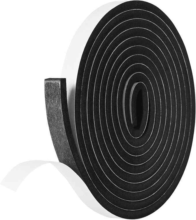 Self Adhesive Foam Tape Weatherstrip 1/2In x 1/4In x 8.5Ft High Density Foam Insulation Strips for Door and Window Sound Isolation Soundproofing