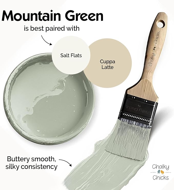 Chalky Chicks 16 Fl Oz Matte Mountain Green (Sage Green) Chalk Paint for Furniture Without Sanding - No Prep Furniture Paint No Sanding All in One for Crafts, Wood, Cabinet, Metal, Dresser, Farmhouse
